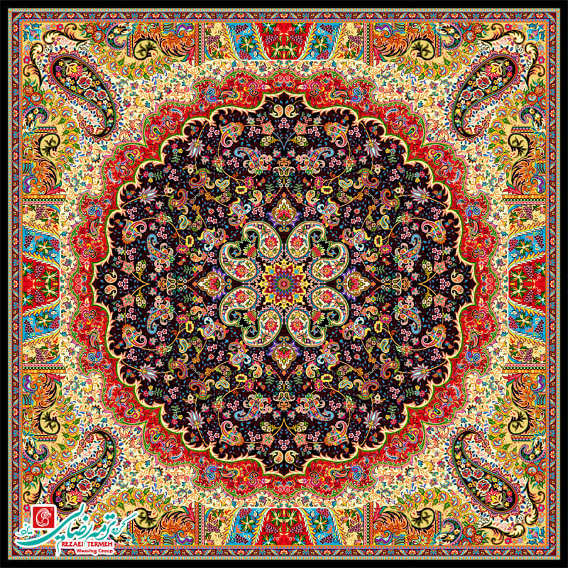 رومیزی ترمه مربع طرح میترا