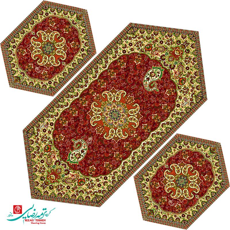 رومیزی جلو مبلی عسلی ترمه طرح سپهر