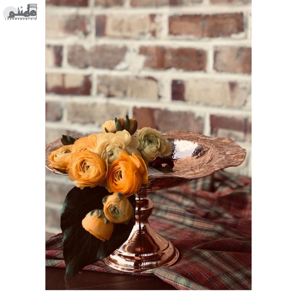 ظرف پرنیا مسی پایه دار کعب
