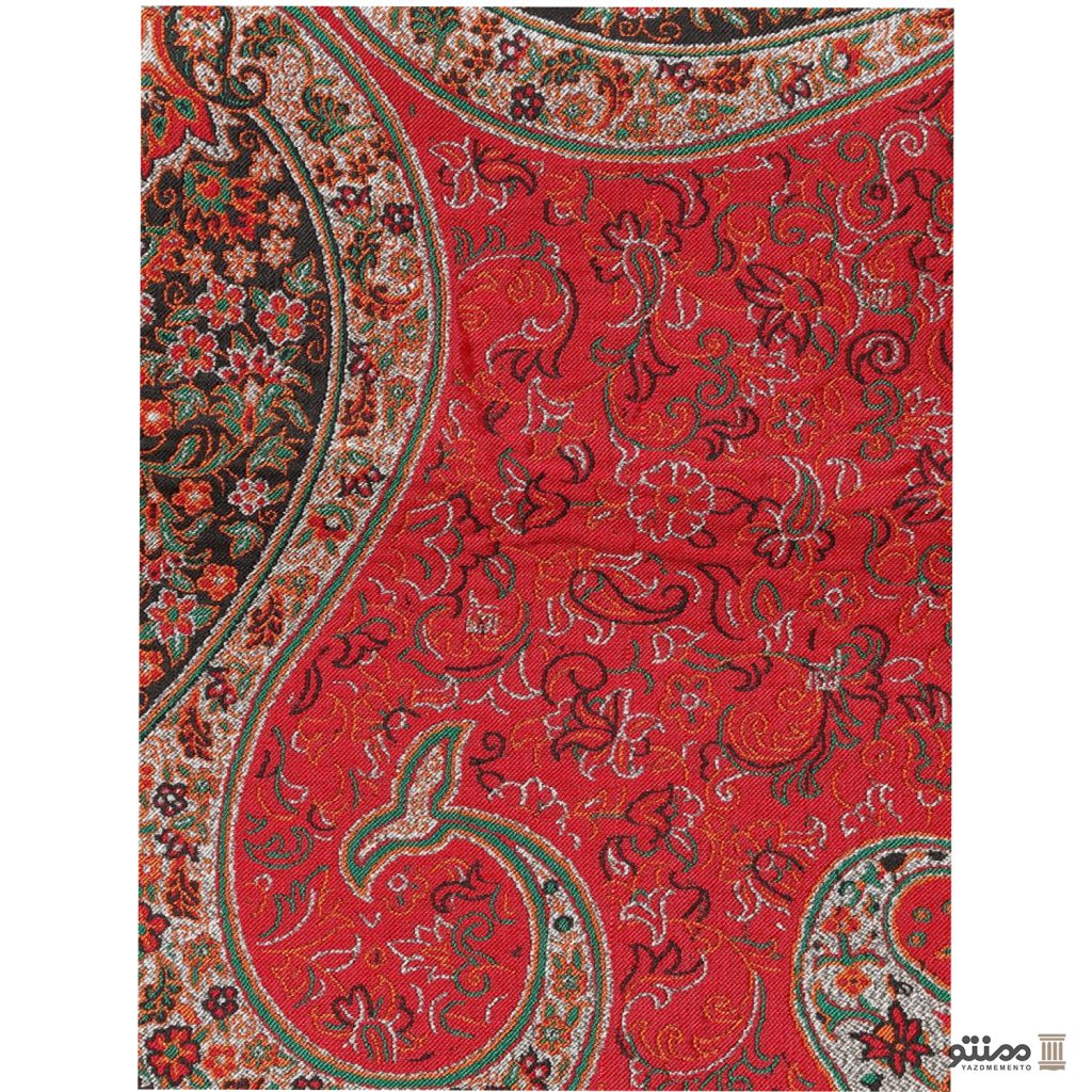 رومیزی ترمه مربع طرح سپند رنگ قرمز