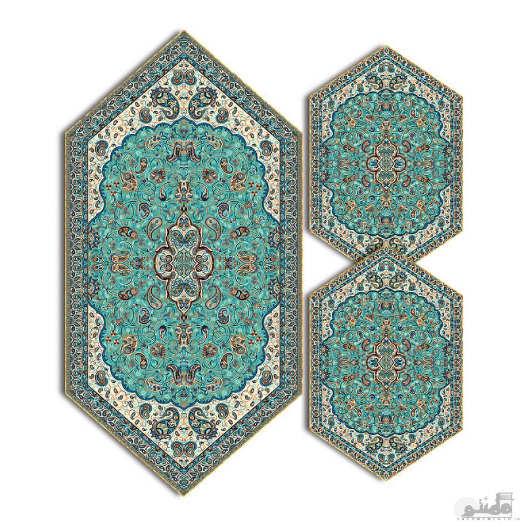 سری سه تکه رومیزی ترمه طرح شاه عباسی کد 618