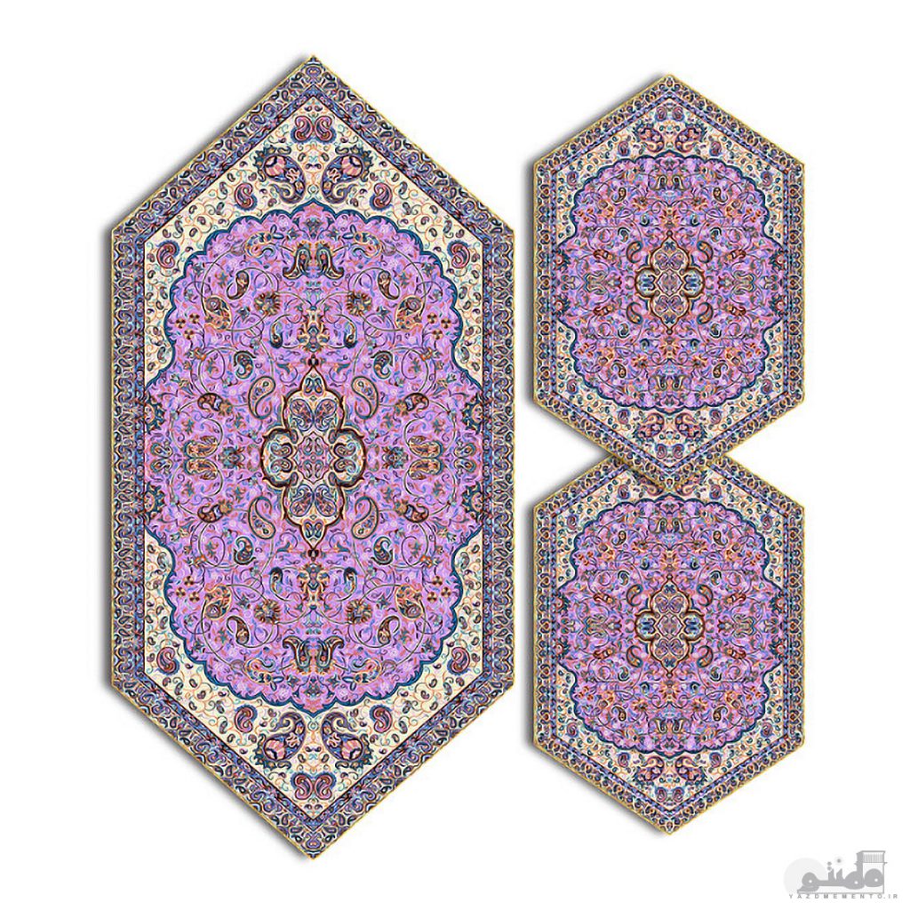 سری سه تکه رومیزی ترمه طرح شاه عباسی کد 718