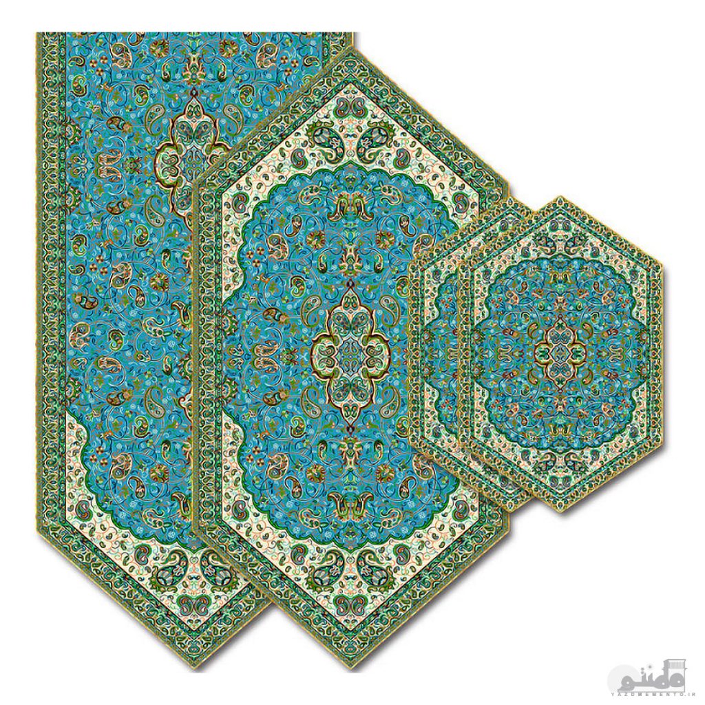 سری چهار تکه ترمه رومیزی طرح شاه عباسی کد 814