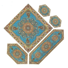 سرویس کامل رومیزی ترمه طرح افشار رنگ آبی