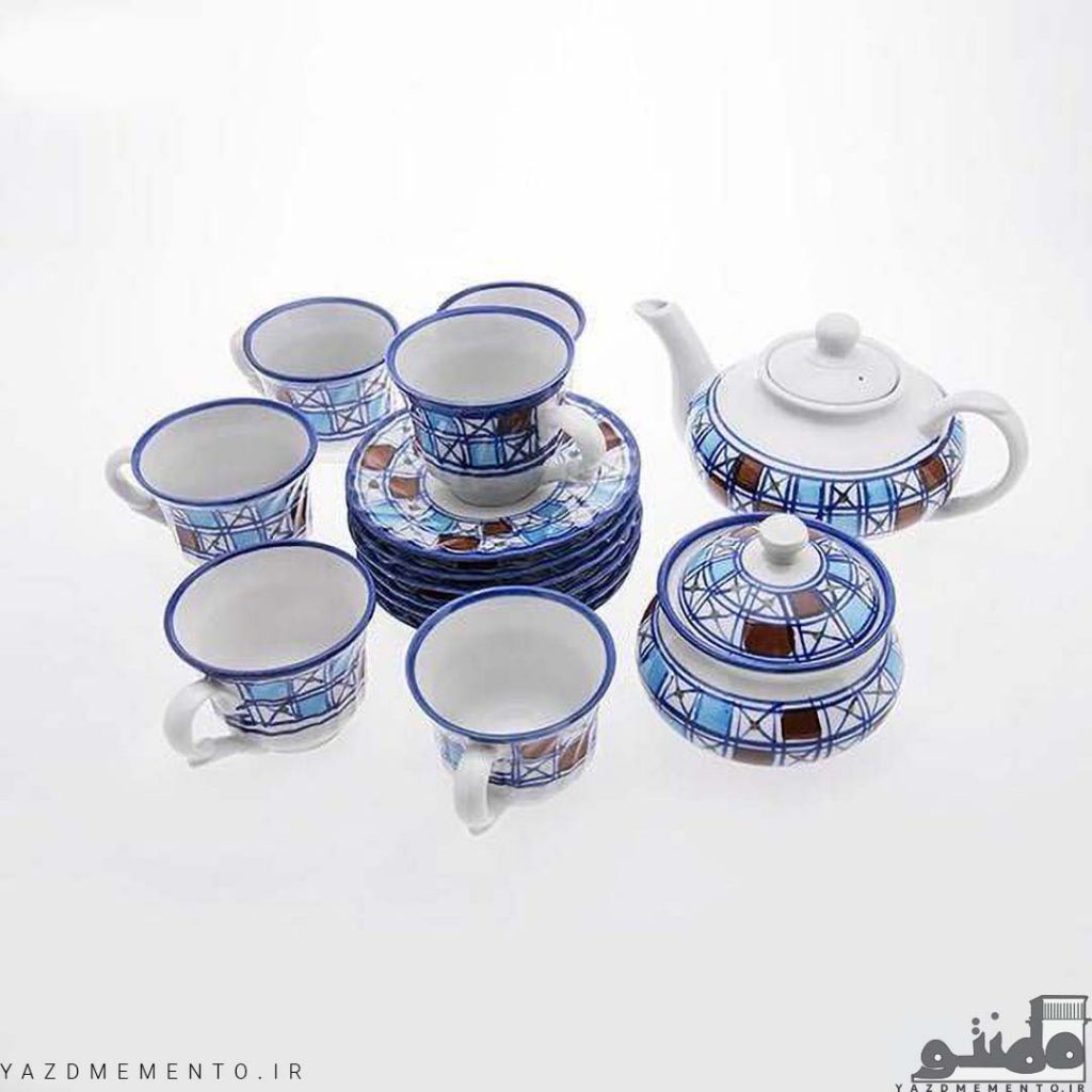 سرویس چای خوری 16 پارچه چینی مدل شطرنجی