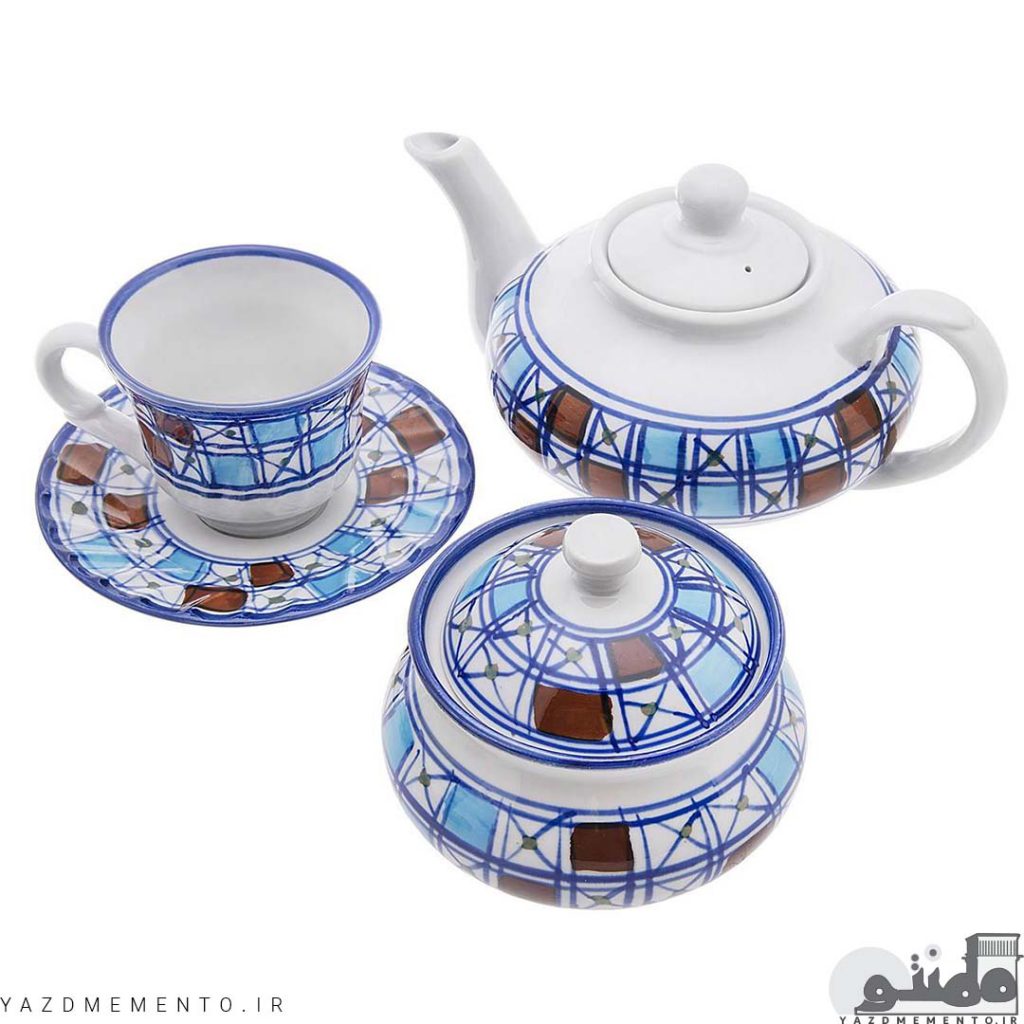سرویس چای خوری 16 پارچه چینی مدل شطرنجی