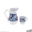 پارچ و لیوان چینی مدل دسته دار طرح شطرنجی سرویس 7 پارچه
