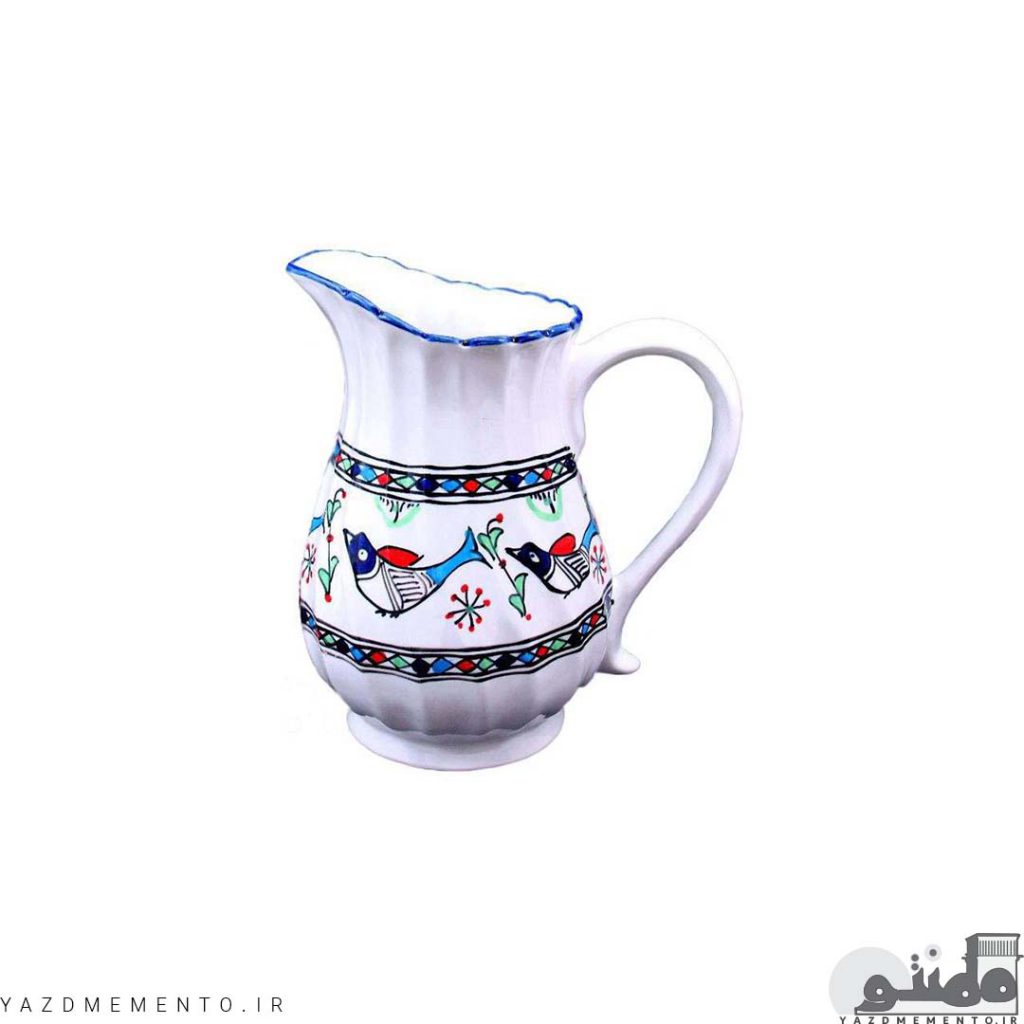 پارچ چینی طرح مرغی رنگی