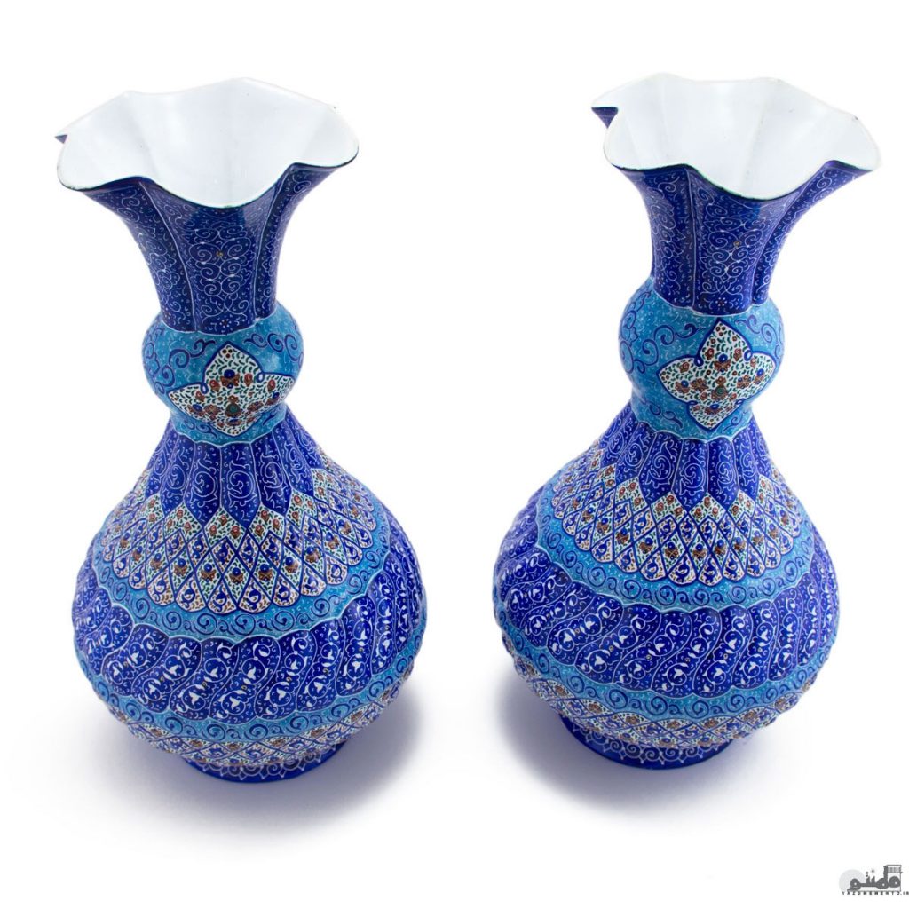 گلدان میناکاری سایز 30 سانتیمتر تنه گرد