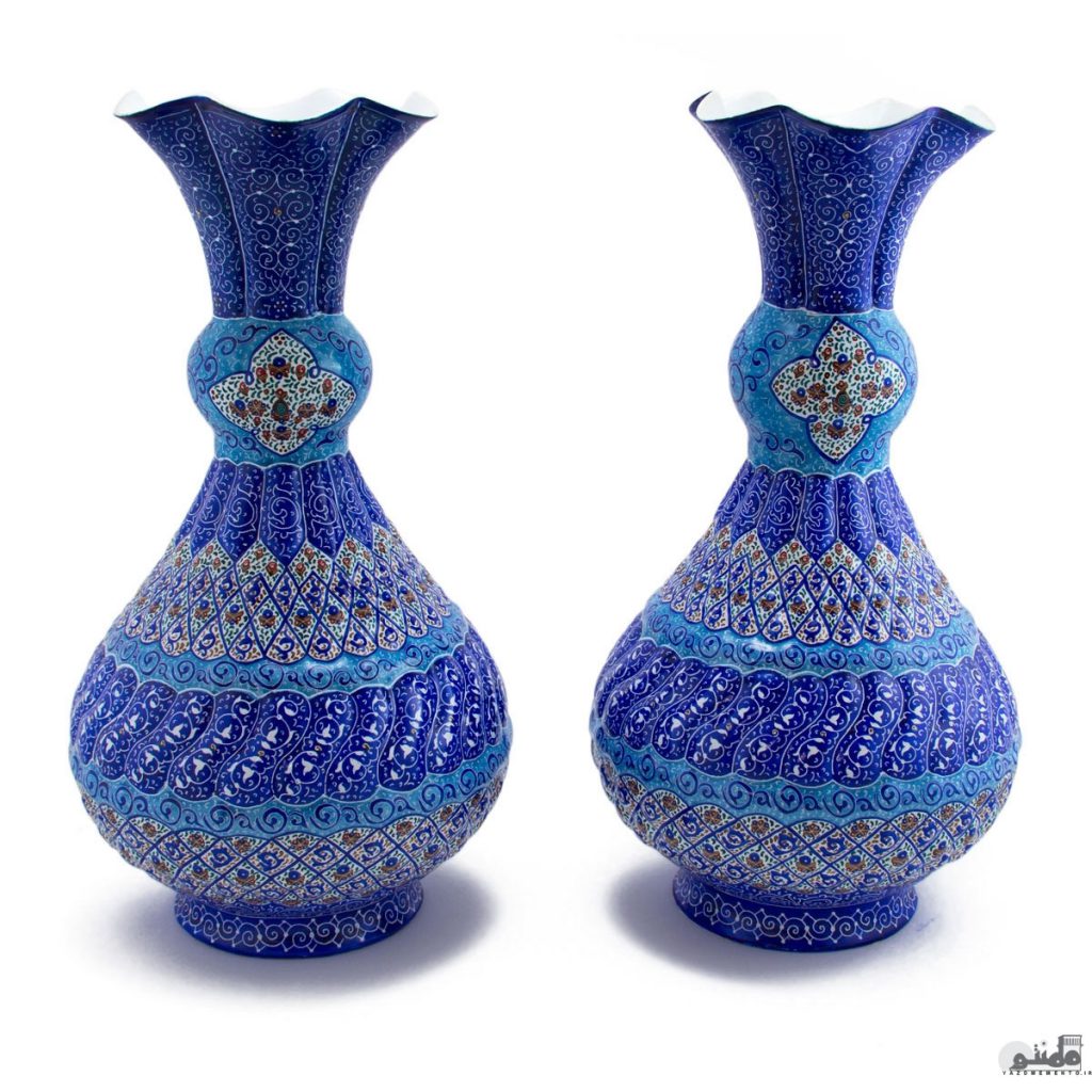 گلدان میناکاری سایز 30 سانتیمتر تنه گرد