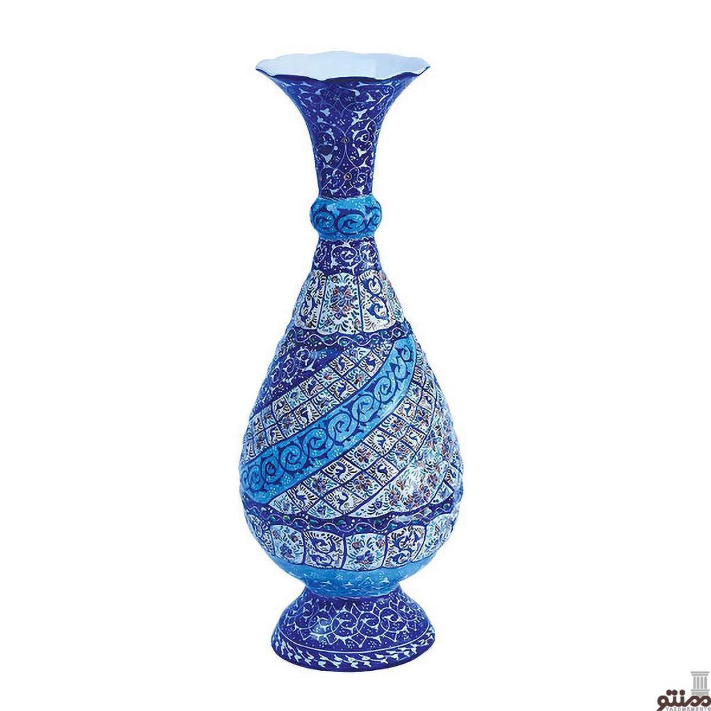 گلدان میناکاری طرح اسلیمی 25 سانتی متر