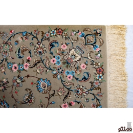 فرش دستباف یزد نقشه درباری زمینه بادامی – نصیریانی