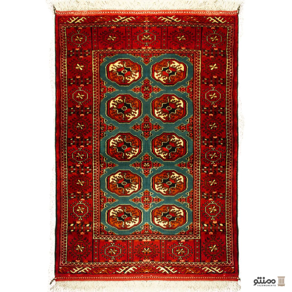 قالیچه دستباف زرع و نیم ترکمن تمام پشم سایز 150×100