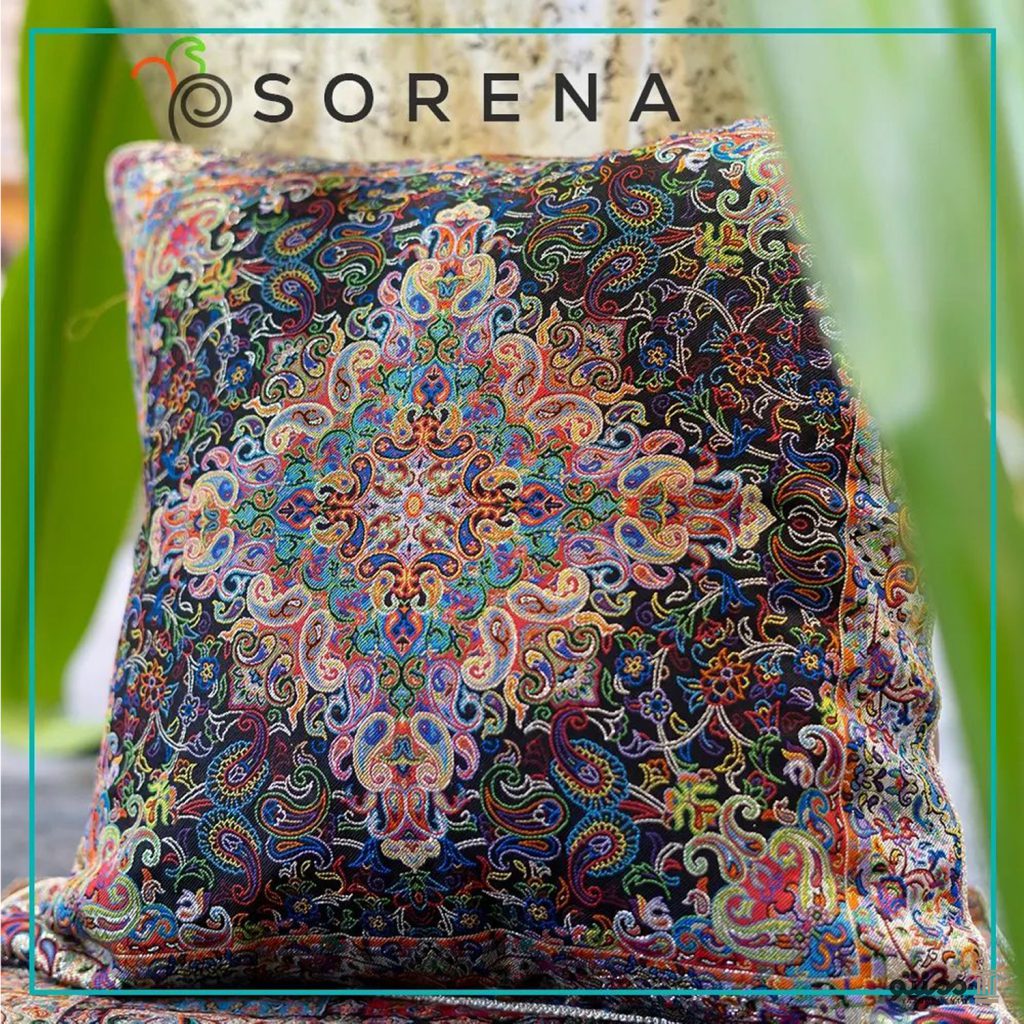 جفت روکش کوسن ترمه طرح سورنا رنگ سرمه ای