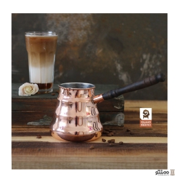 قهوه جوش دسته چوبی مسی قطر 7.5 سانتیمتر