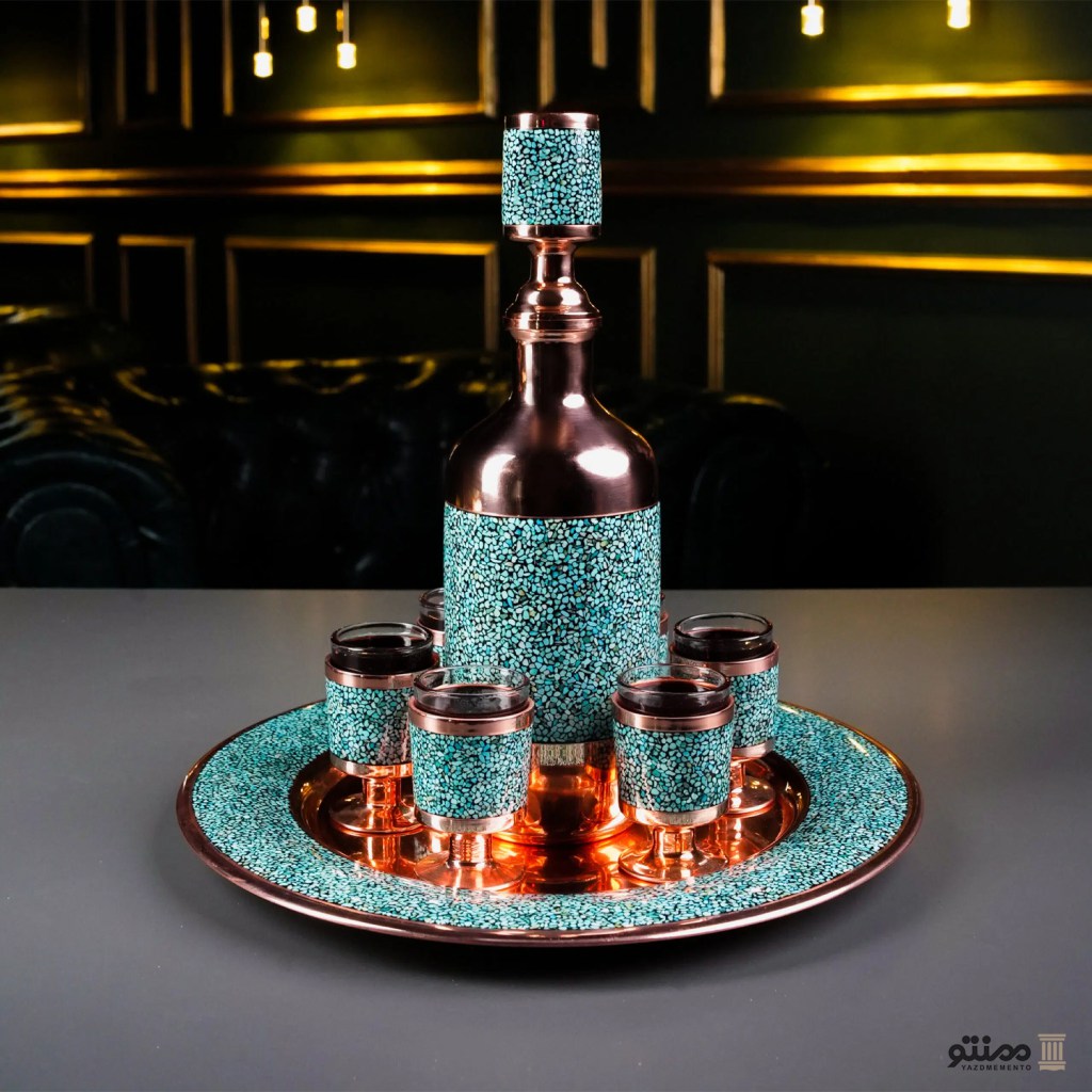 سرویس شربت خوری ۸ پارچه فیروزه کوبی آقاجانی مینیاتوری