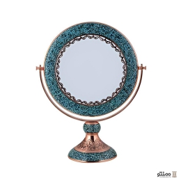 آینه فیروزه کوبی آقاجانی مدل تاج دار گرد متوسط