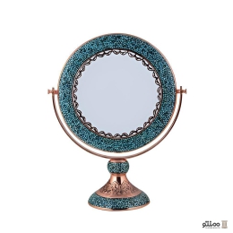 آینه فیروزه کوبی آقاجانی مدل تاج دار گرد کوچک
