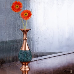 گلدان فیروزه کوبی آقاجانی مدل صراحی ارتفاع 30