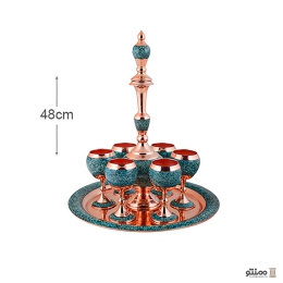 سرویس شربت خوری 8 پارچه فیروزه کوبی آقاجانی سایز بزرگ