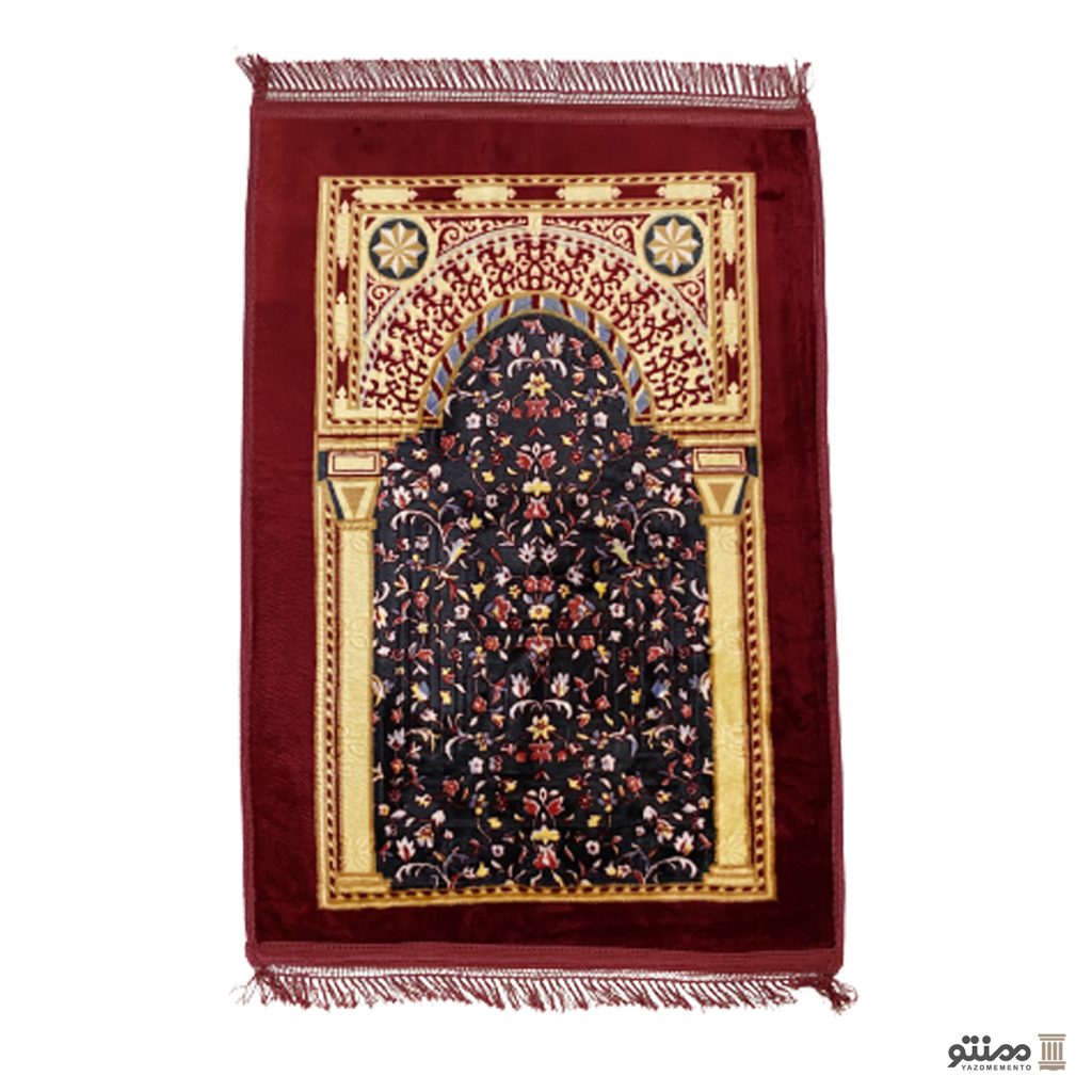 سجاده نماز مخمل رنگ زرشکی سایز 80*120 سانتی متر
