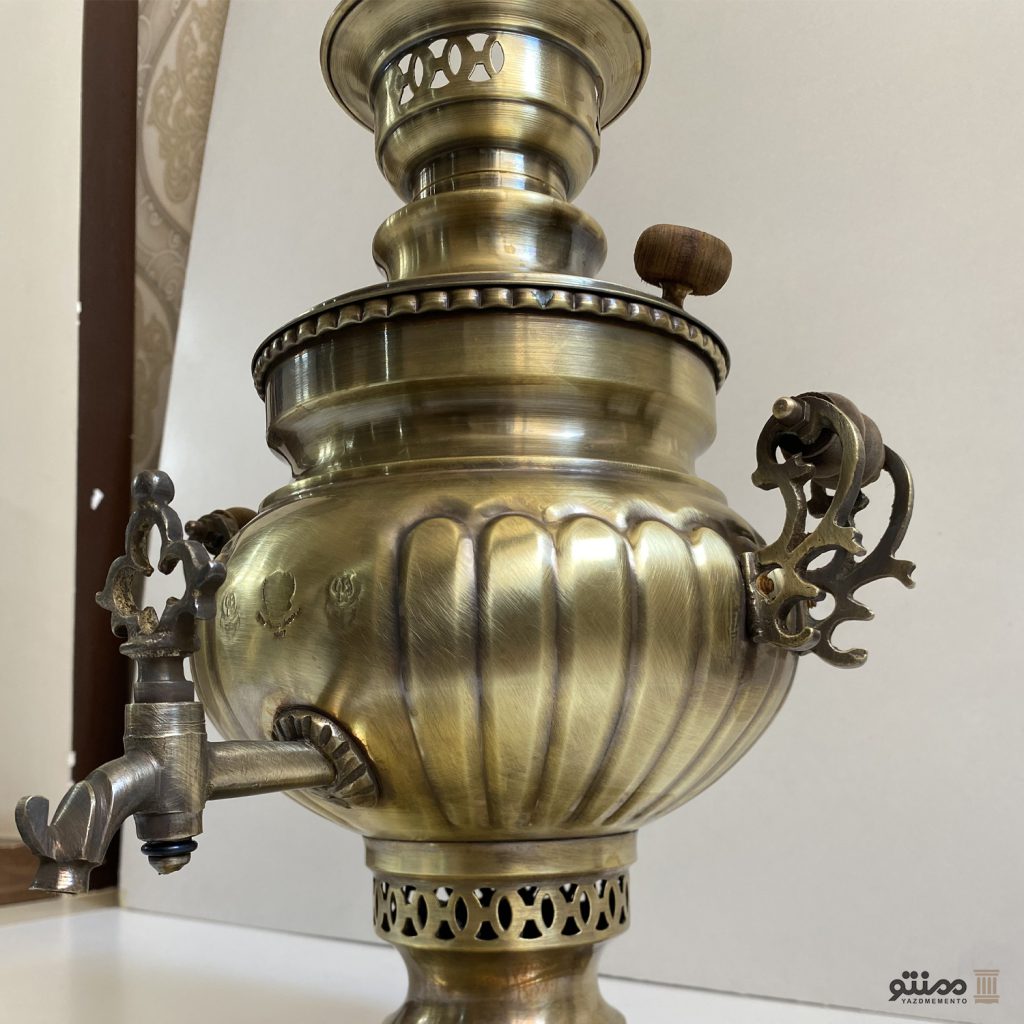 سرویس سماور ذغالی برنجی ۵ پارچه سه لیتری