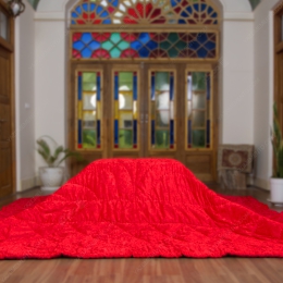 لحاف کرسی دست دوز مخمل شانل رنگ قرمز