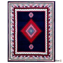 روفرشی مخمل دو شانل طرح گبه رنگ سرمه ای