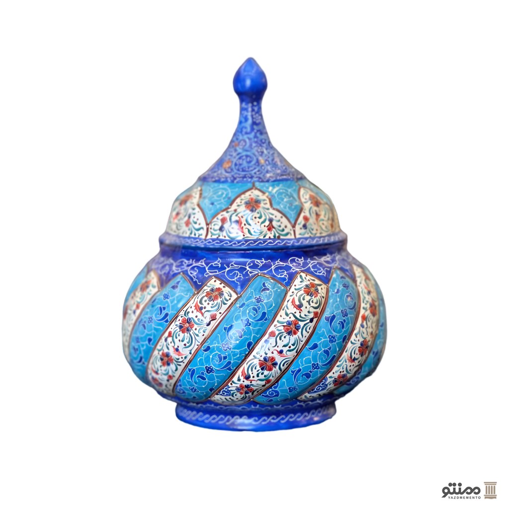 قندان میناکاری مسی مدل پایه دار دهنه 10
