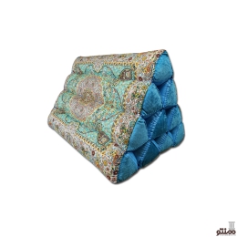 پشتی مثلثی سنتی ترمه افشار – بسته 2 عددی مکعبی سبز آبی