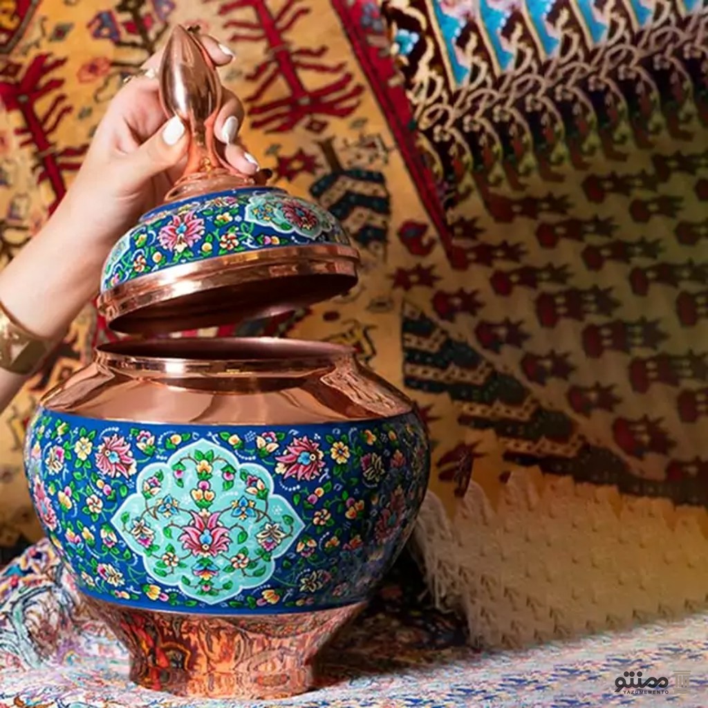 قندان مس و پرداز آقاجانی مدل سیبی سایز 30