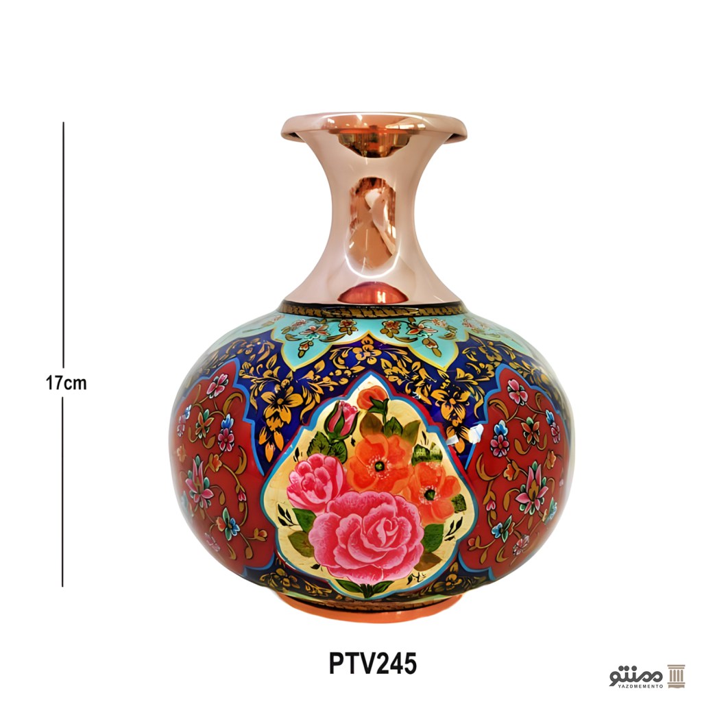 گلدان مسی آقاجانی مدل مس و تشعیر کد PTV245