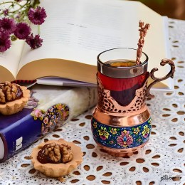 فنجان گالش چای خوری مس و پرداز آقاجانی ارتفاع 10