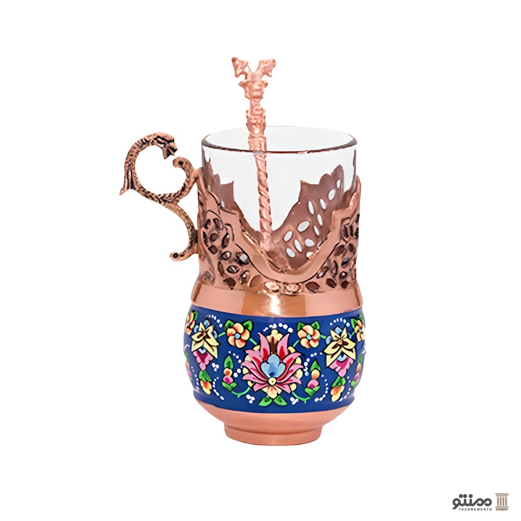 فنجان گالش چای خوری مس و پرداز آقاجانی ارتفاع 10