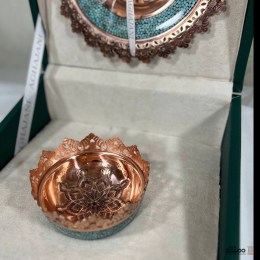 پک کاسه شبکه و بشقاب فیروزه کوبی جعبه چرم VIP