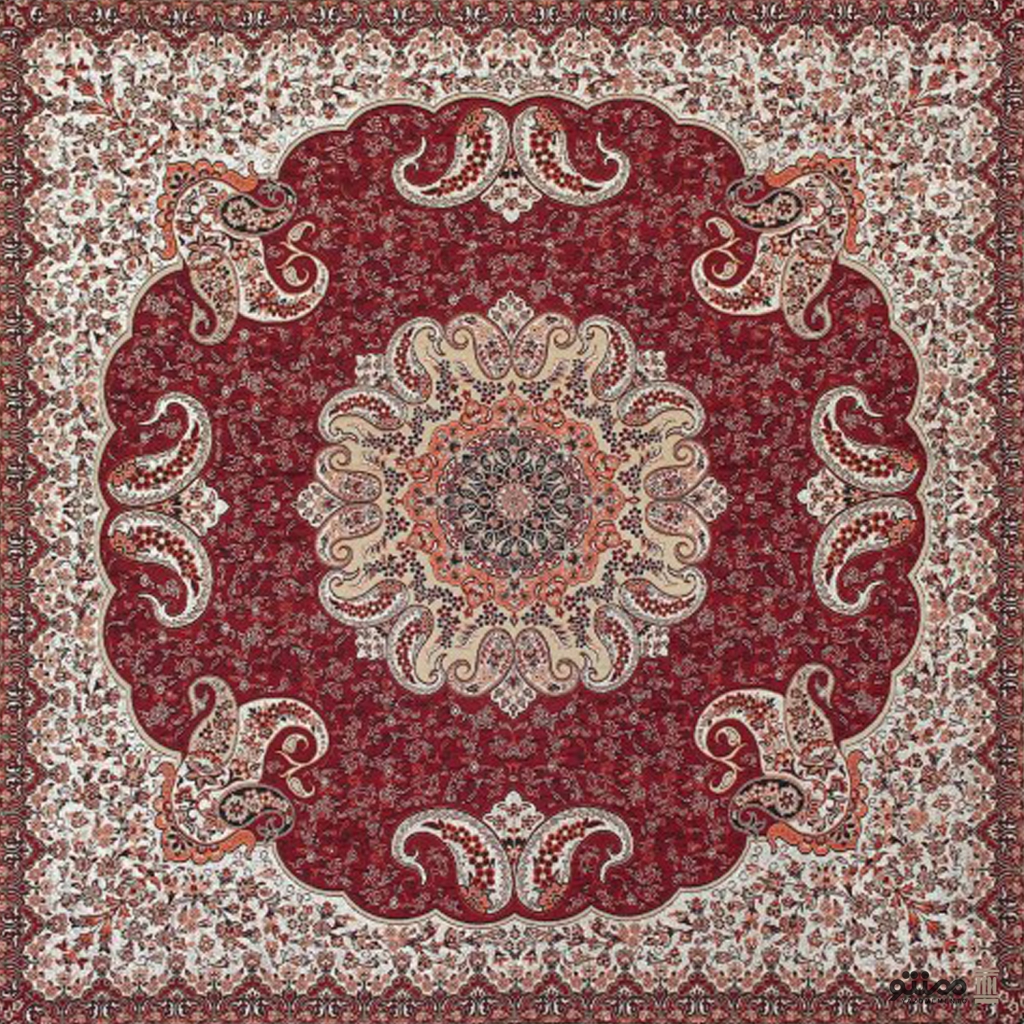 سرویس کامل رومیزی ترمه طرح ترنج رنگ زرشکی
