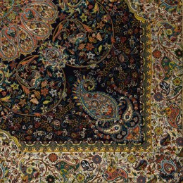 رومیزی مربع ترمه برند نگین خاتم طرح افشار رنگ سرمهی