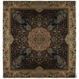 رومیزی مربع ترمه برند نگین خاتم طرح افشار رنگ سرمهی