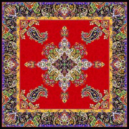 رومیزی مربع ترمه طرح شروین قرمز