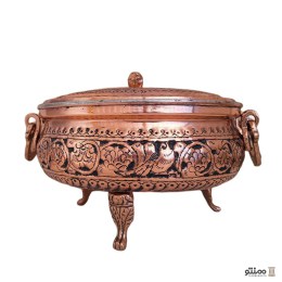 سوپ خوری مسی مدل چکشی پایه دار قلم کاری شده