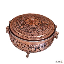 سوپ خوری مسی مدل چکشی پایه دار قلم کاری شده