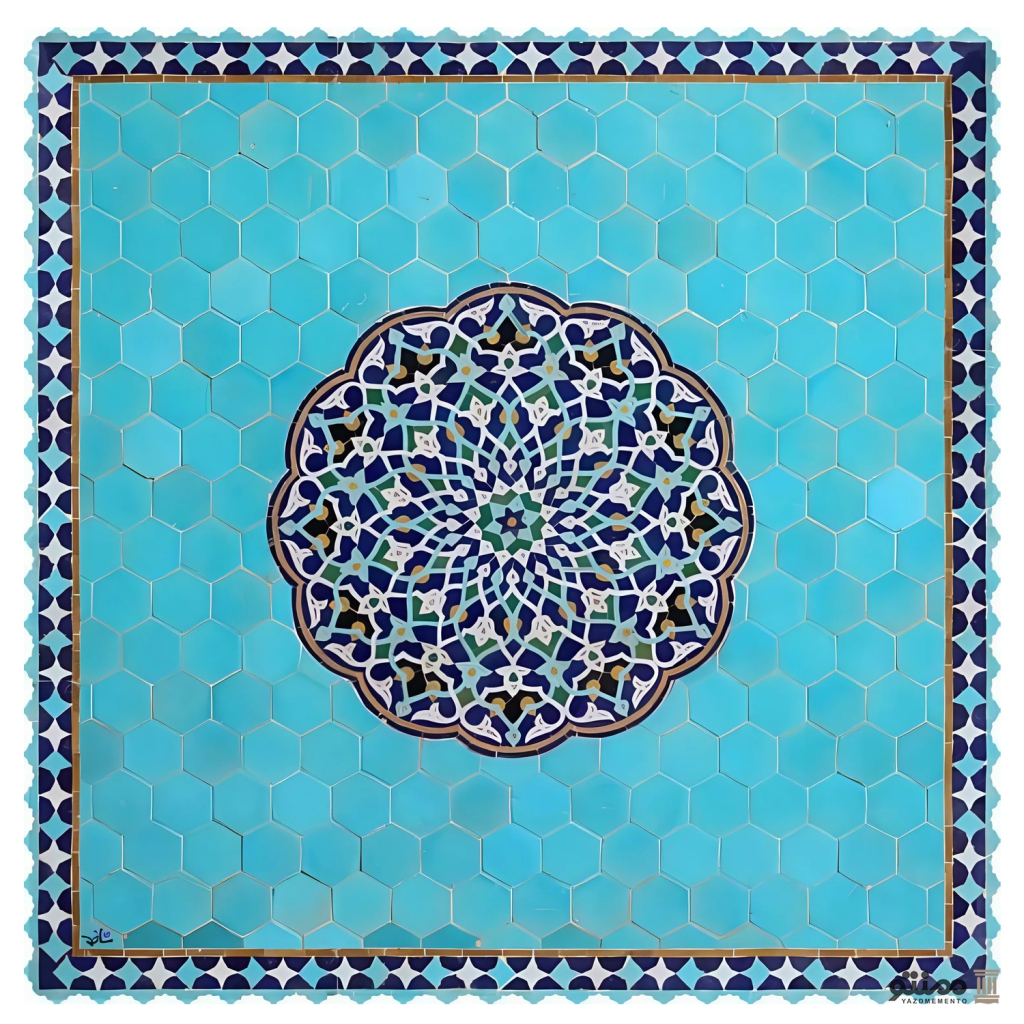 رومیزی مربع مخمل مدل حوض نقاشی