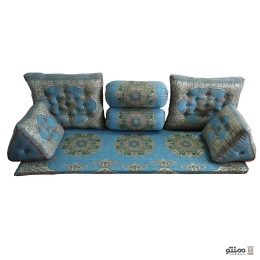 پشتی سنتی شاه نشین ترمه طرح ترنج – ست ۷ تکه آبی