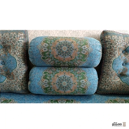 پشتی سنتی شاه نشین ترمه طرح ترنج – ست ۷ تکه آبی