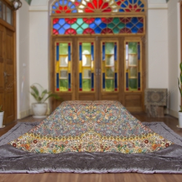 لحاف پنبه عروس دست دوز ترمه افشار طوسی 250*250 CM