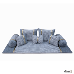 پشتی سنتی شاه نشین مخمل مبلی – ست 8 تکه طوسی