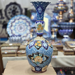 گلدان میناکاری گل و مرغ 65 سانتی بسته 2 عددی
